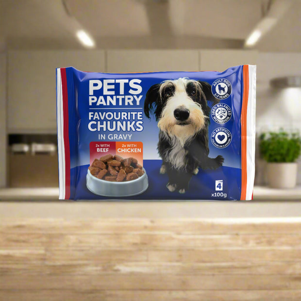 New & Improved Recipe - Pets Pantry Favourite Chunks in Gravy for Adult Dogs