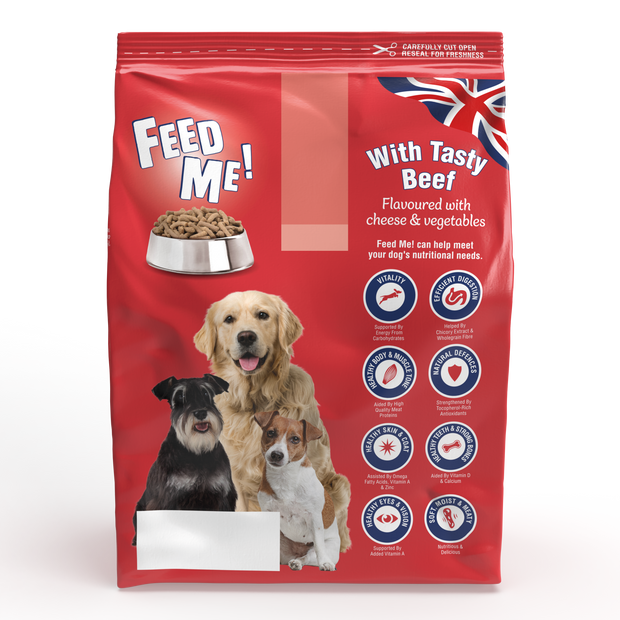 FEED ME with Tasty Beef flavoured with Cheese and Vegetables