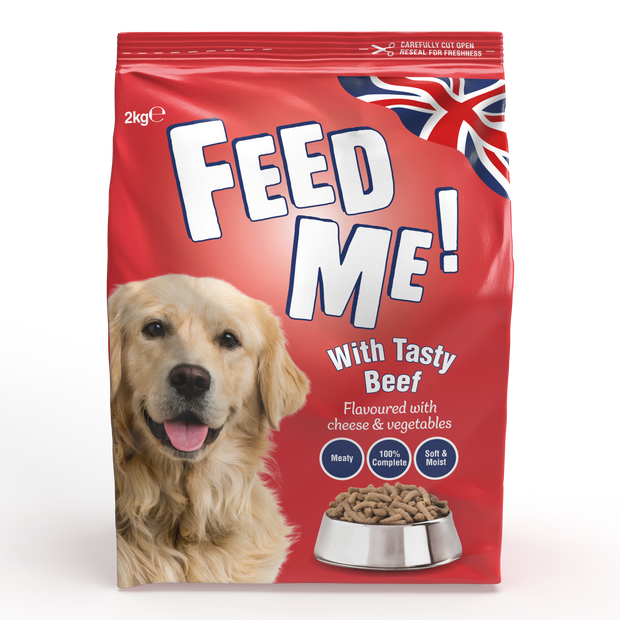 FEED ME with Tasty Beef flavoured with Cheese and Vegetables