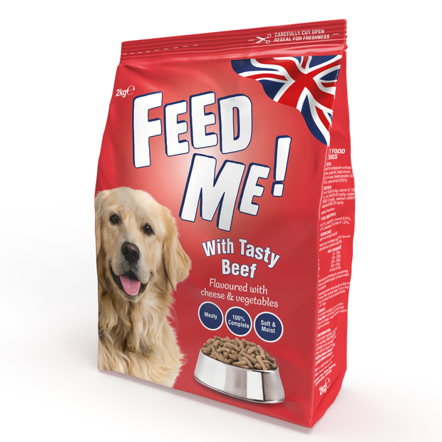FEED ME with Tasty Beef flavoured with Cheese and Vegetables