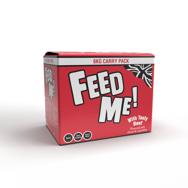 FEED ME with Tasty Beef flavoured with Cheese and Vegetables