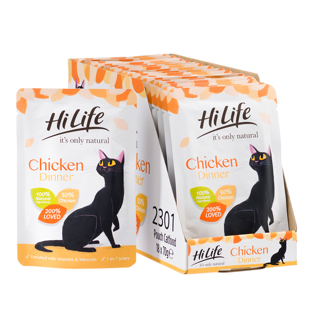 Picture of 18 pouch pack of  英国极速赛车开奖结果官网 its only natural Chicken Dinner pouch cat food with 100% natural ingredients
