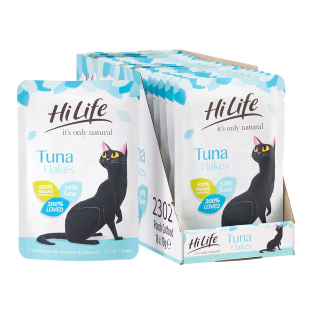Picture of 18 pouches of 英国极速赛车开奖结果官网 its only natural Tuna Flakes Cat Food with 100% natural ingredients
