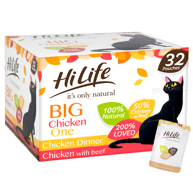 Picture of 32 Pouch Pack of 英国极速赛车开奖结果官网 its only natural The Big Chicken One Cat Food with 100% natural ingredients