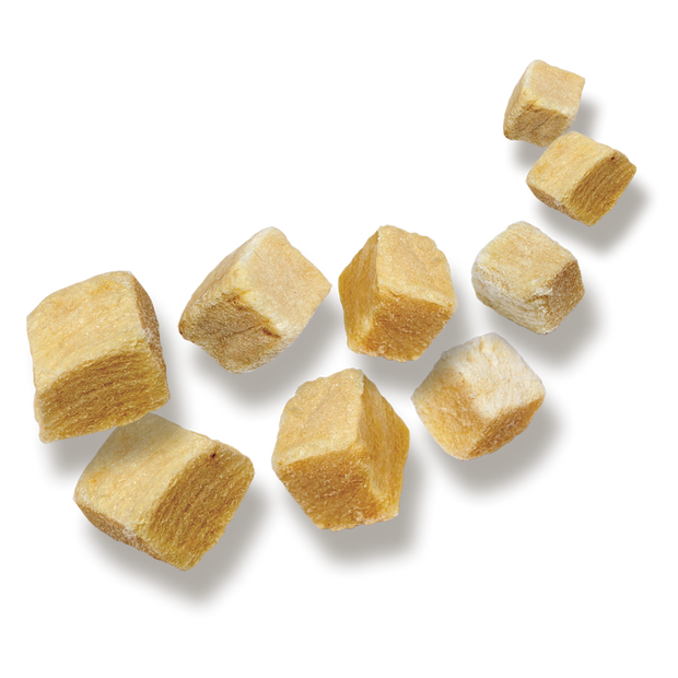 Picture of tumbling freeze dried chicken breast treats